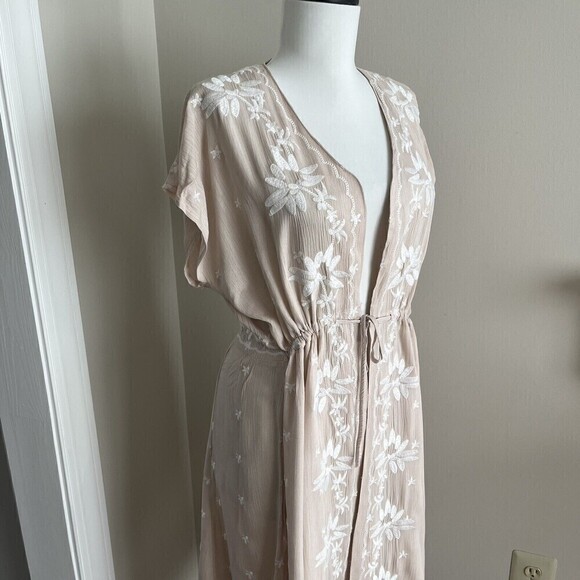 Time For Me Embroidered Boho Duster Kimono Large Floral Long Jacket Festival - Picture 16 of 16